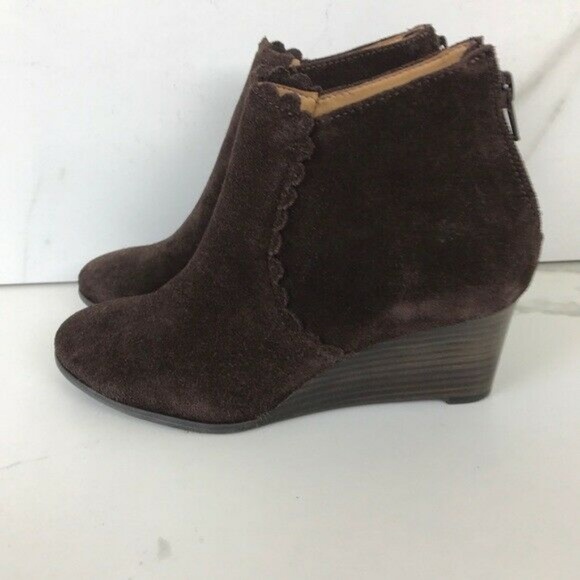 Jack Rodgers Brown Scalloped Wedge Booties 5.5 - Picture 6 of 8